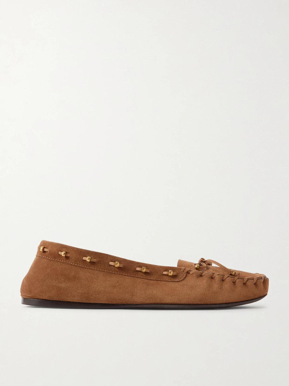 Milly Embellished Whipstitched Suede Loafers