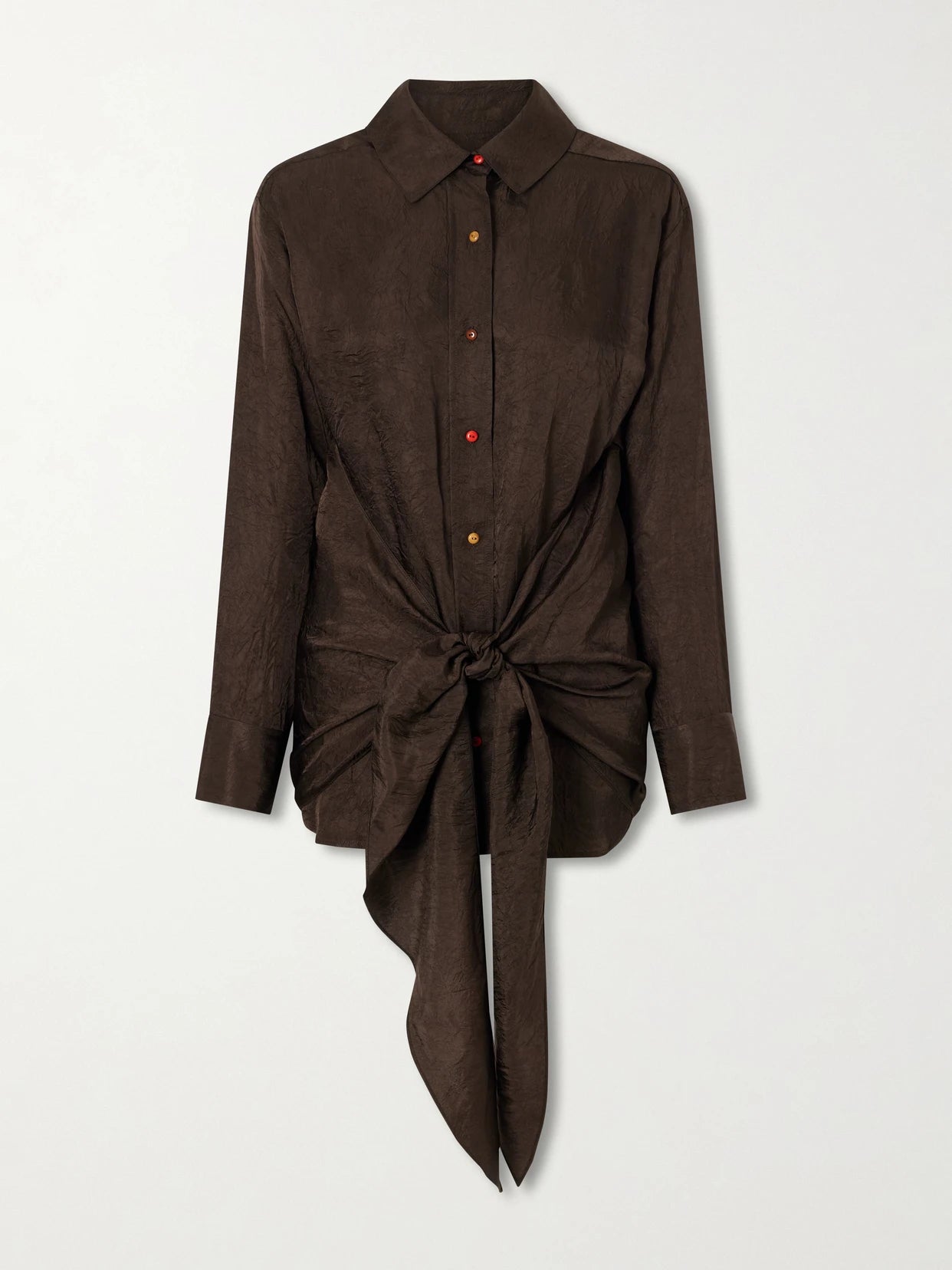 Arroyo Knotted Crinkled-satin Shirt