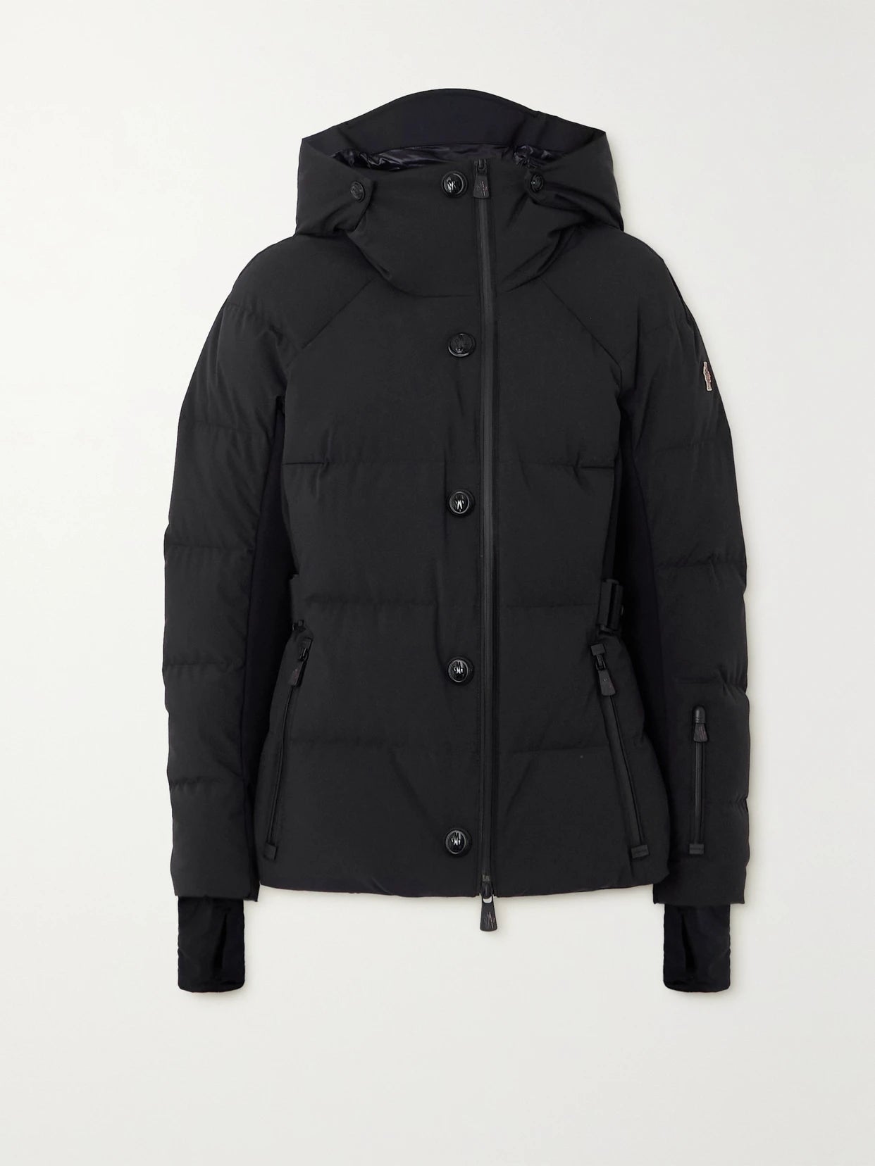 Image of Coats & Jackets. Product name - Guyane Hooded Down Ski Jacket in Black colour by brand - Moncler Grenoble
