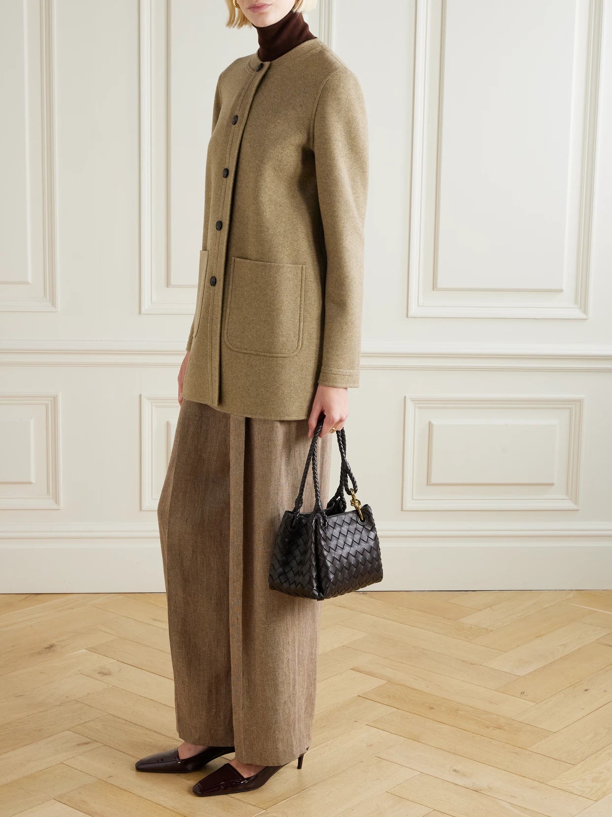 Image of Coats & Jackets. Product name - Kiri Cashmere-blend Coat in Green colour by brand - Loro Piana