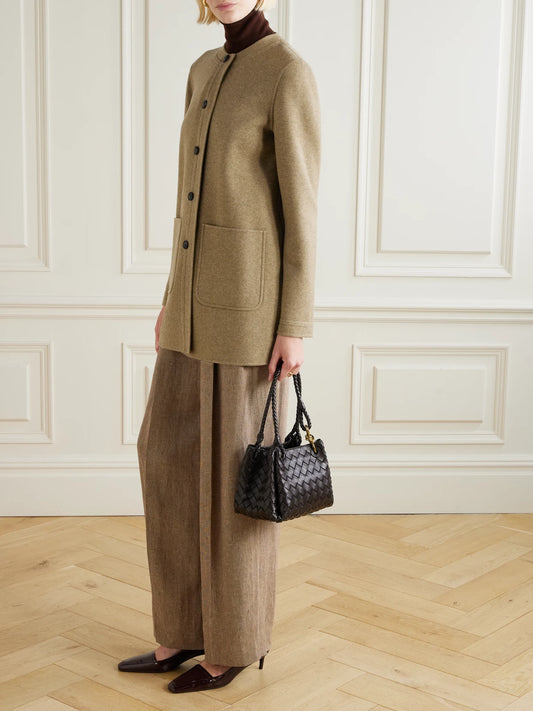 Image of Coats & Jackets. Product name - Kiri Cashmere-blend Coat in Green colour by brand - Loro Piana
