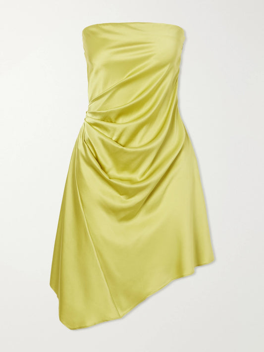 STAUD Adriana Ruched Silk-blend Satin Mini Dress