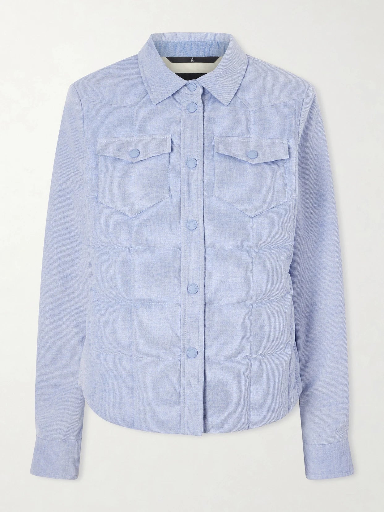 Image of Coats & Jackets. Product name - Nangy Cotton-corduroy Down Jacket in Light blue colour by brand - Moncler Grenoble