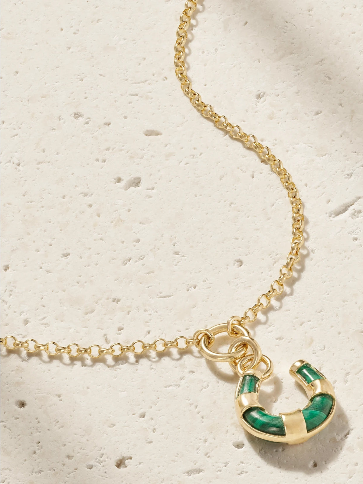 Horseshoe 18-karat Gold Malachite Necklace