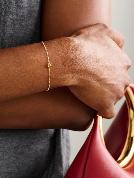 Image of Bracelets. Product name - Aurora Birthstone 14-karat Gold Multi-stone Bracelet in March colour by brand - STONE AND STRAND