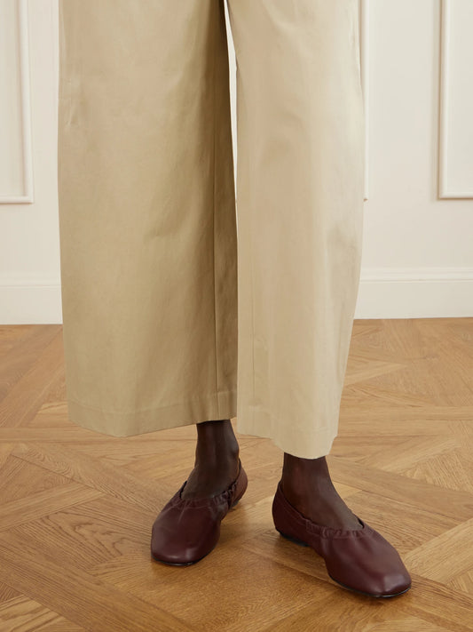 Mica Gathered Leather Ballet Flats