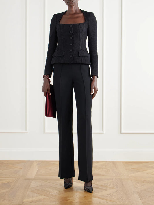 Image of Coats & Jackets. Product name - Bustier Tweed Jacket in Black colour by brand - Dolce & Gabbana