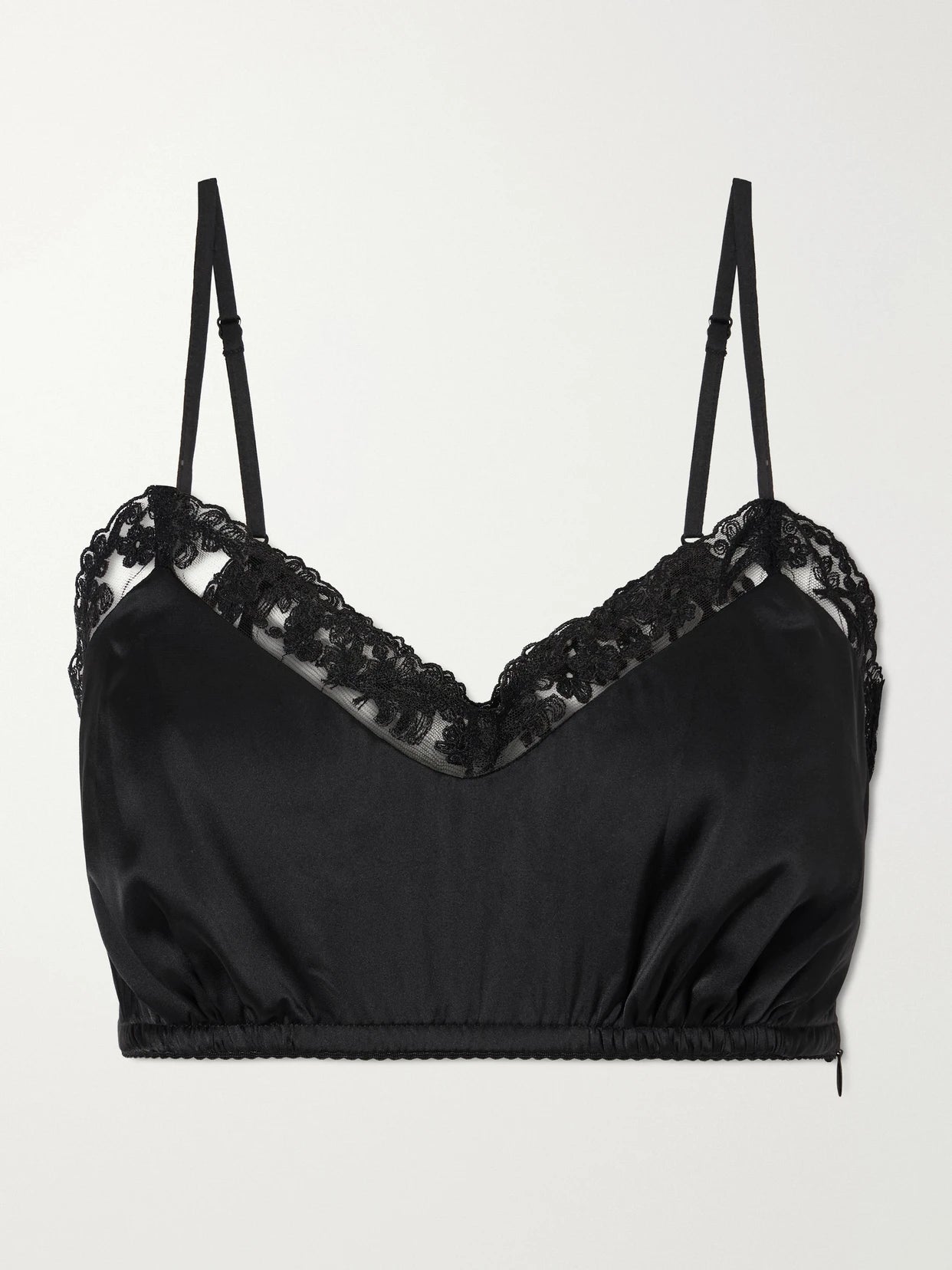Lace-trimmed Satin Bralette