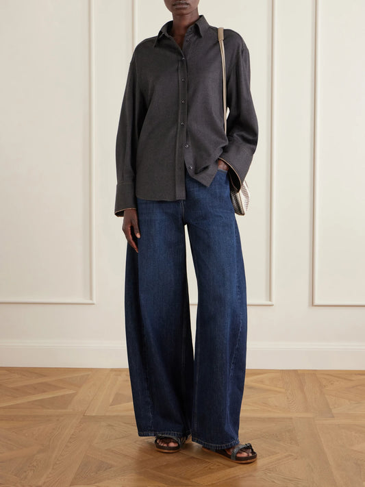 Image of Sandals. Product name - Embellished Leather Sandals in Dark brown colour by brand - Brunello Cucinelli