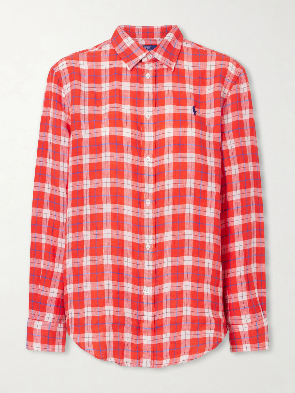 Logo-embroidered Checked Linen Shirt