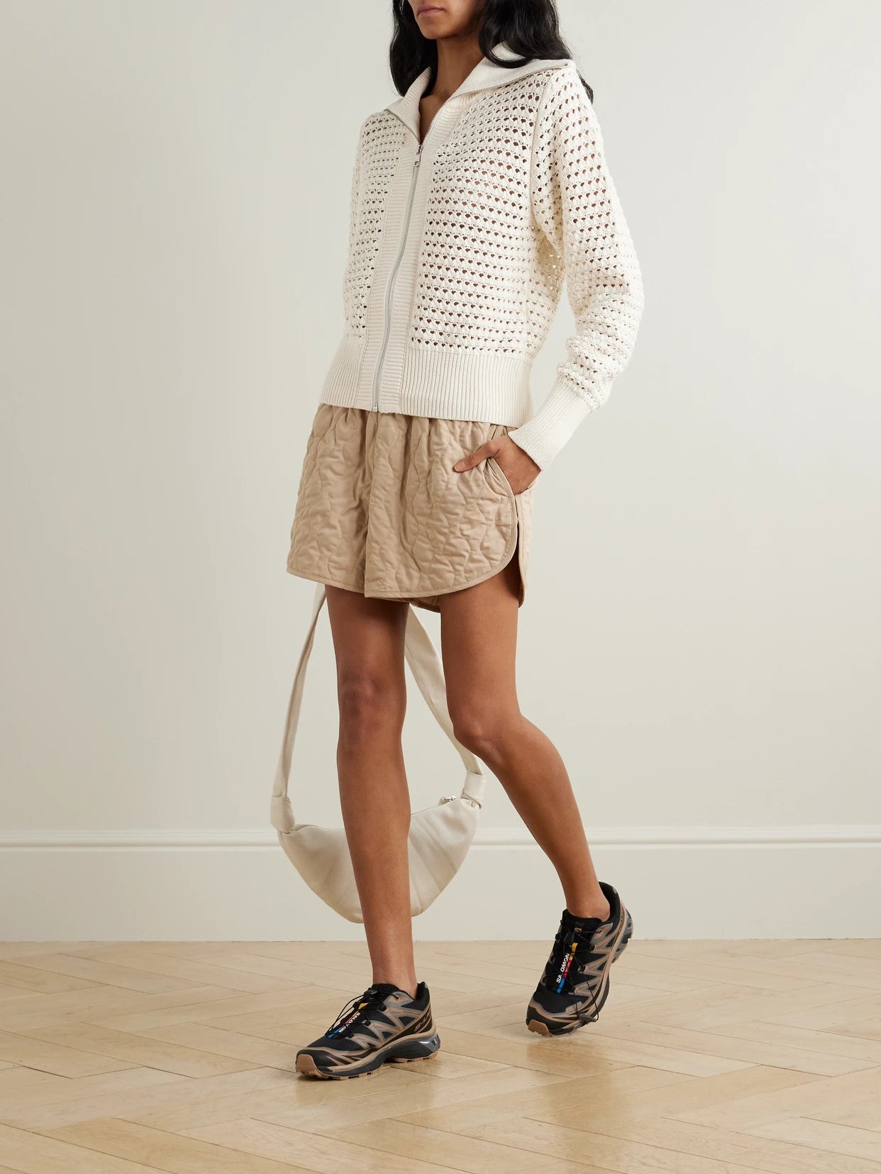 Image of Sleepwear & Loungewear. Product name - Eloise Pointelle-knit Cotton Cardigan in Cream colour by brand - Varley
