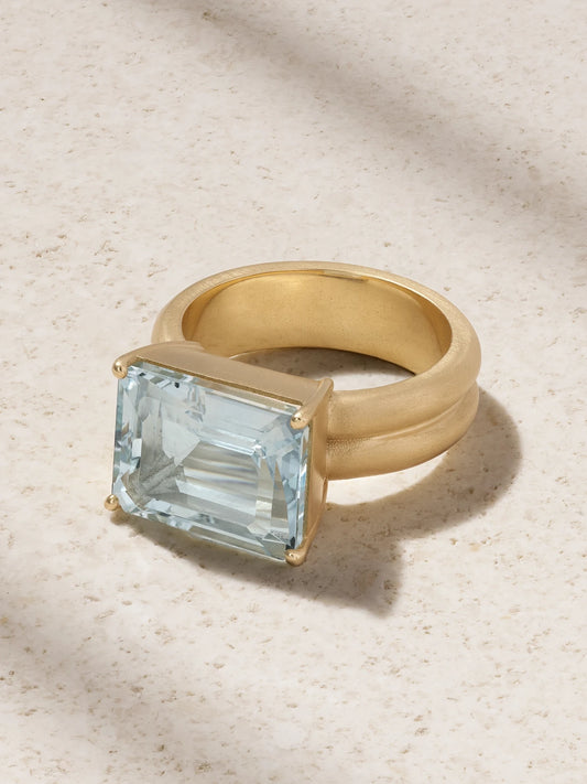 Gemmy Gem 18-karat Gold Aquamarine Ring