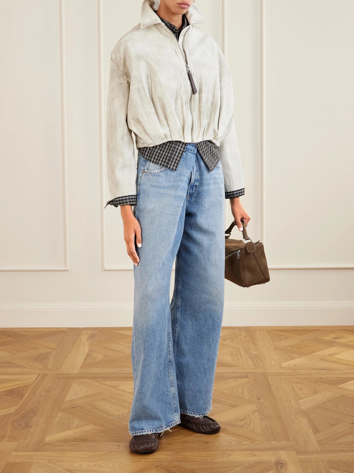 Image of Coats & Jackets. Product name - Cotton-twill Bomber Jacket in Gray colour by brand - LOEWE