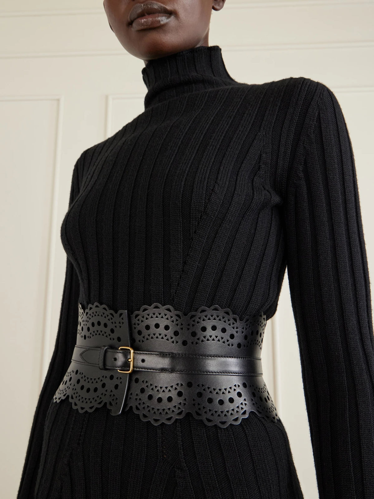 Laser-cut Leather Waist Belt