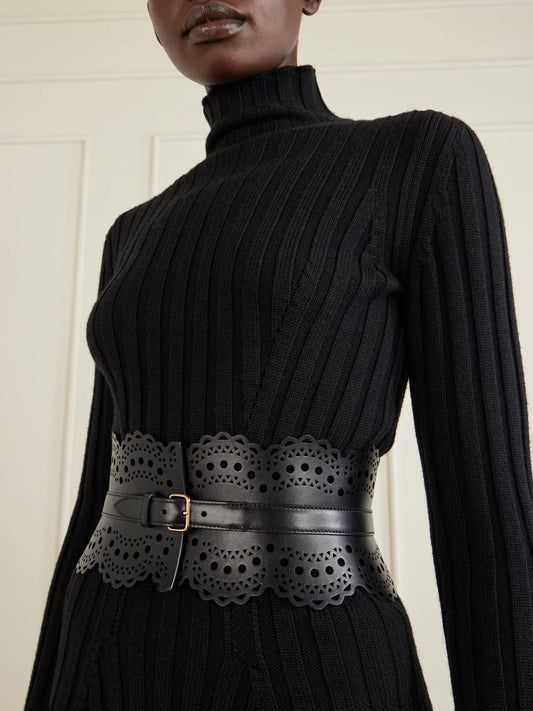 Laser-cut Leather Waist Belt