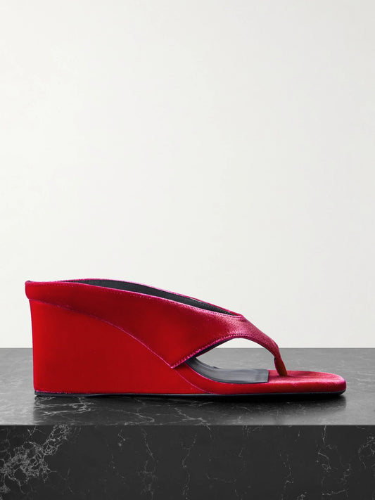 Tong 75 Velvet Wedge Sandals