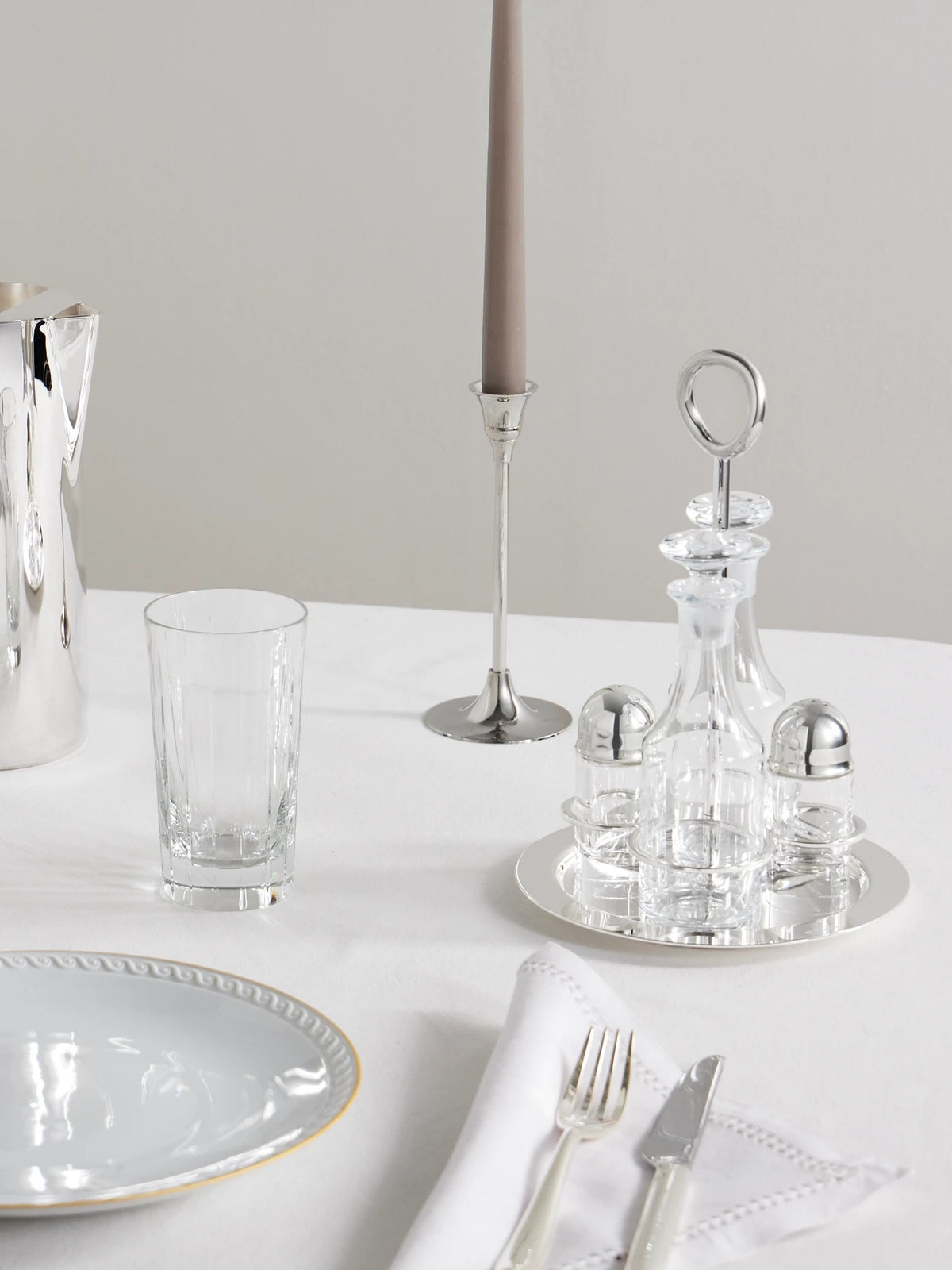 Image of Tableware. Product name - Vertigo Crystal And Silver-plated Condiment Set in Multi colour by brand - Christofle