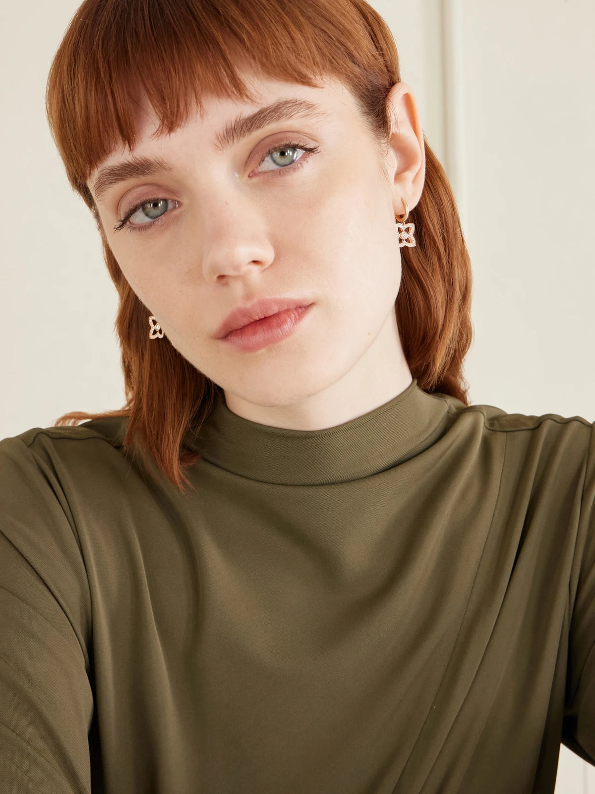 Image of Earrings. Product name - Lotus By De Beers 18-karat Rose Gold Diamond Earrings in Multi colour by brand - De Beers London