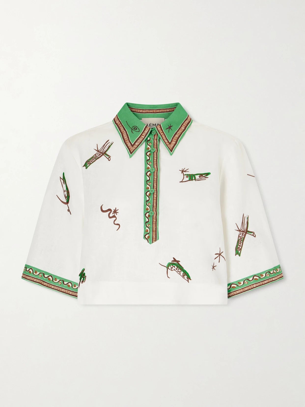Wanda Printed Embroidered Linen Shirt