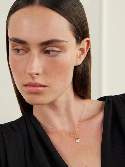 Image of Necklaces. Product name - Petite Venus 14-karat Gold Diamond Necklace in Multi colour by brand - Mateo