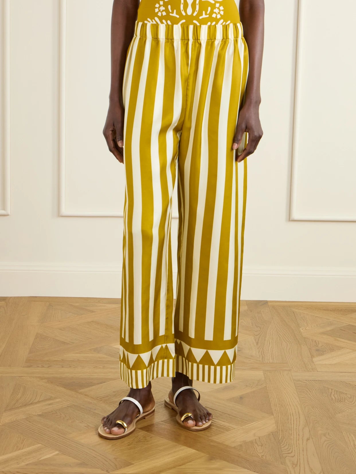 Pacha Striped Silk-twill Straight-leg Pants