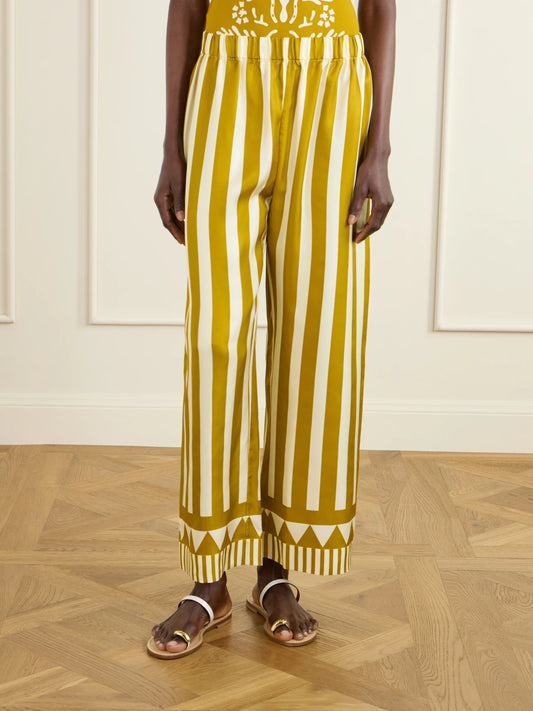 Pacha Striped Silk-twill Straight-leg Pants