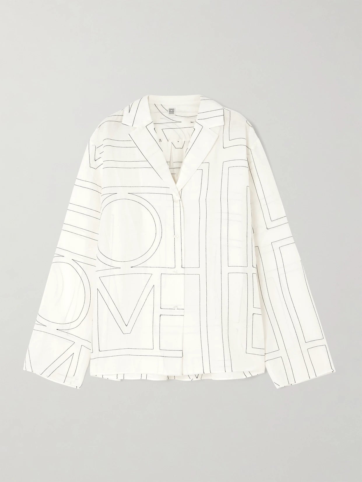 Image of Shirts. Product name - Embroidered Organic Cotton And Silk-blend Shirt in White colour by brand - TOTEME