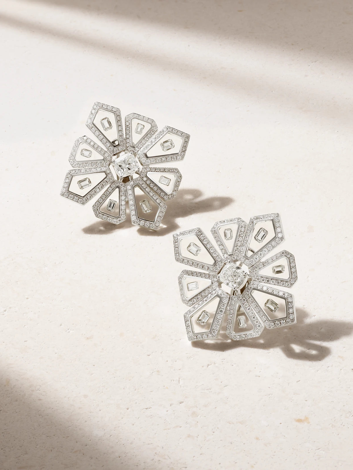 Universe 18-karat White Gold, Diamond And Enamel Earrings