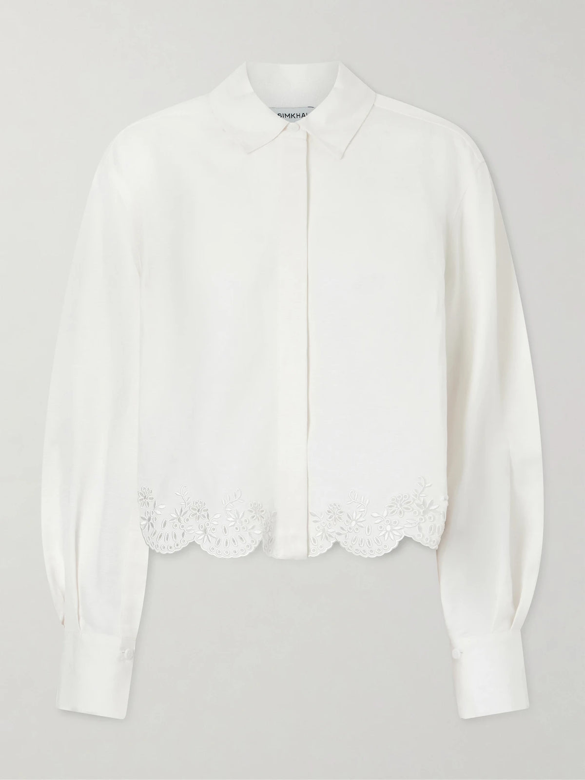 SIMKHAI Ames Cropped Broderie Anglaise Linen-blend Shirt