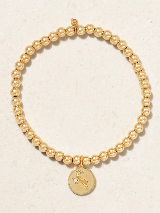 Capricorn 14-karat Gold Diamond Bracelet