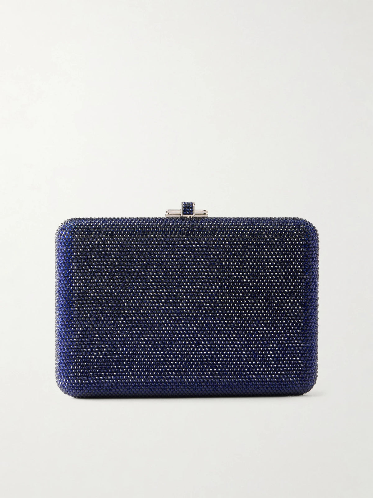 Slim Slide Crystal-embellished Silver-tone Clutch