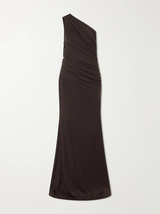 Alex Perry One-shoulder Gathered Jersey Gown