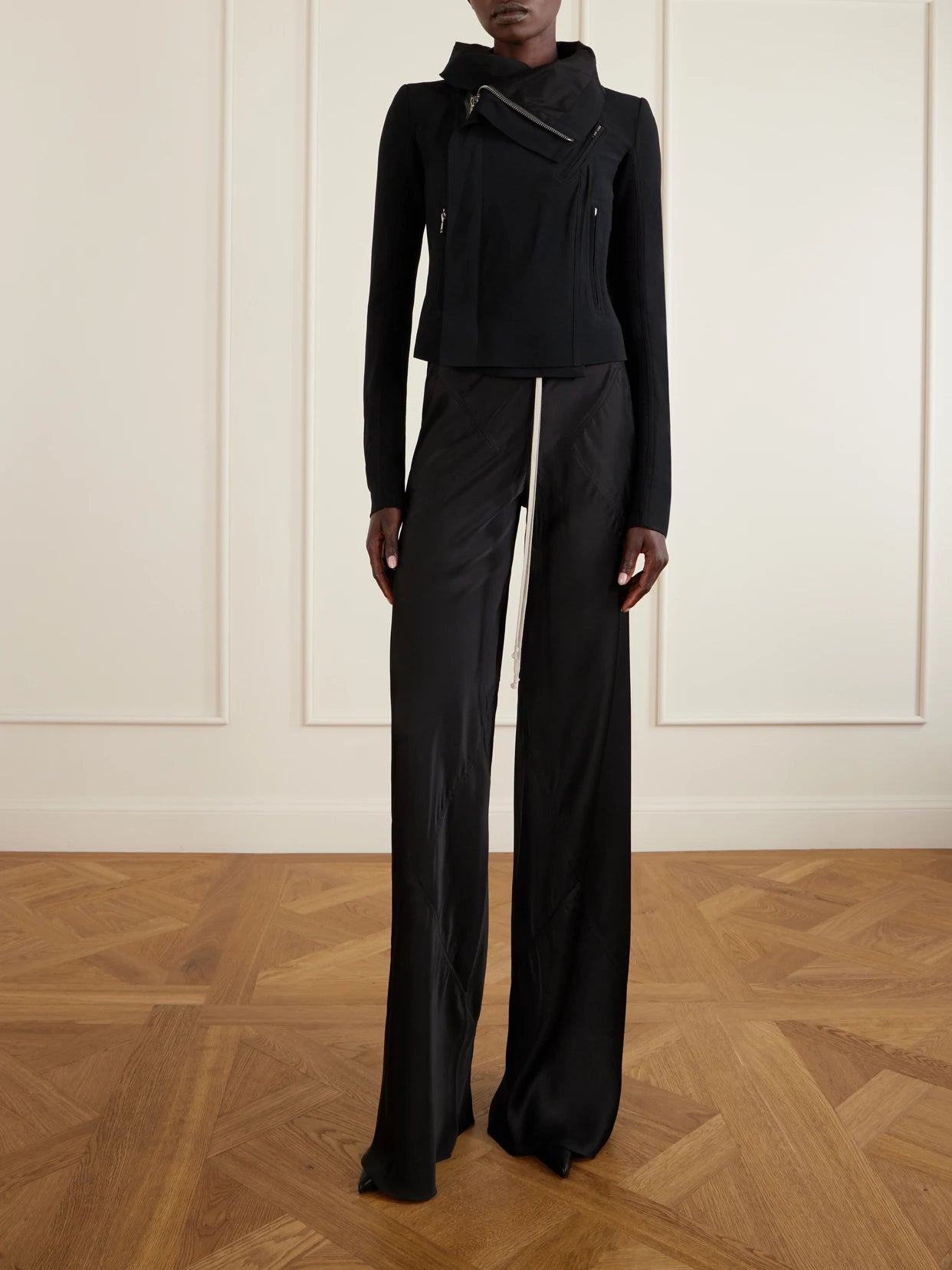 Image of Coats & Jackets. Product name - Classic Cady Biker Jacket in Black colour by brand - Rick Owens