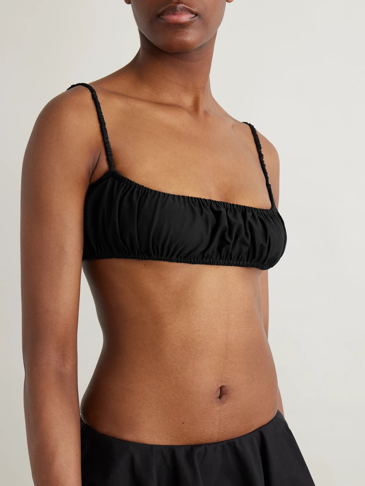 Gathered Cotton-poplin Bralette