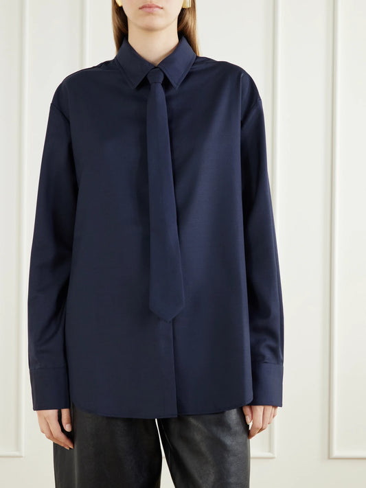 The Frankie Shop Peri Tie-detailed Oversized Georgette Shirt