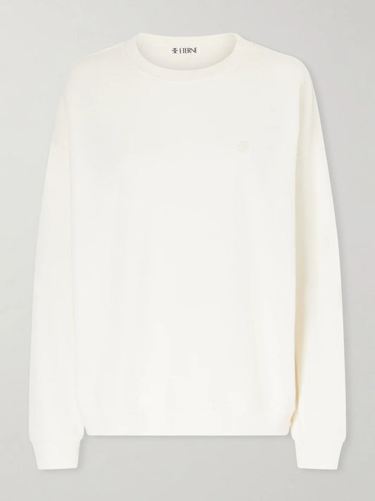 Image of Sleepwear & Loungewear. Product name - Cotton-jersey Sweater in Ecru colour by brand - ÉTERNE