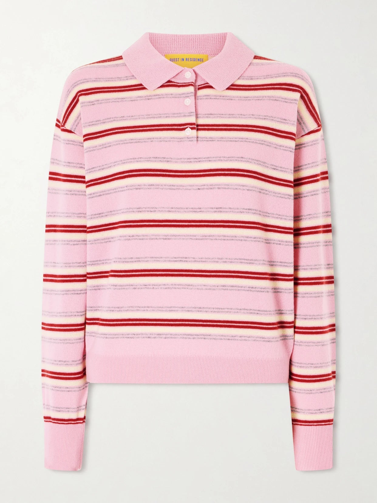 Collegiate Striped Cashmere Polo Sweater