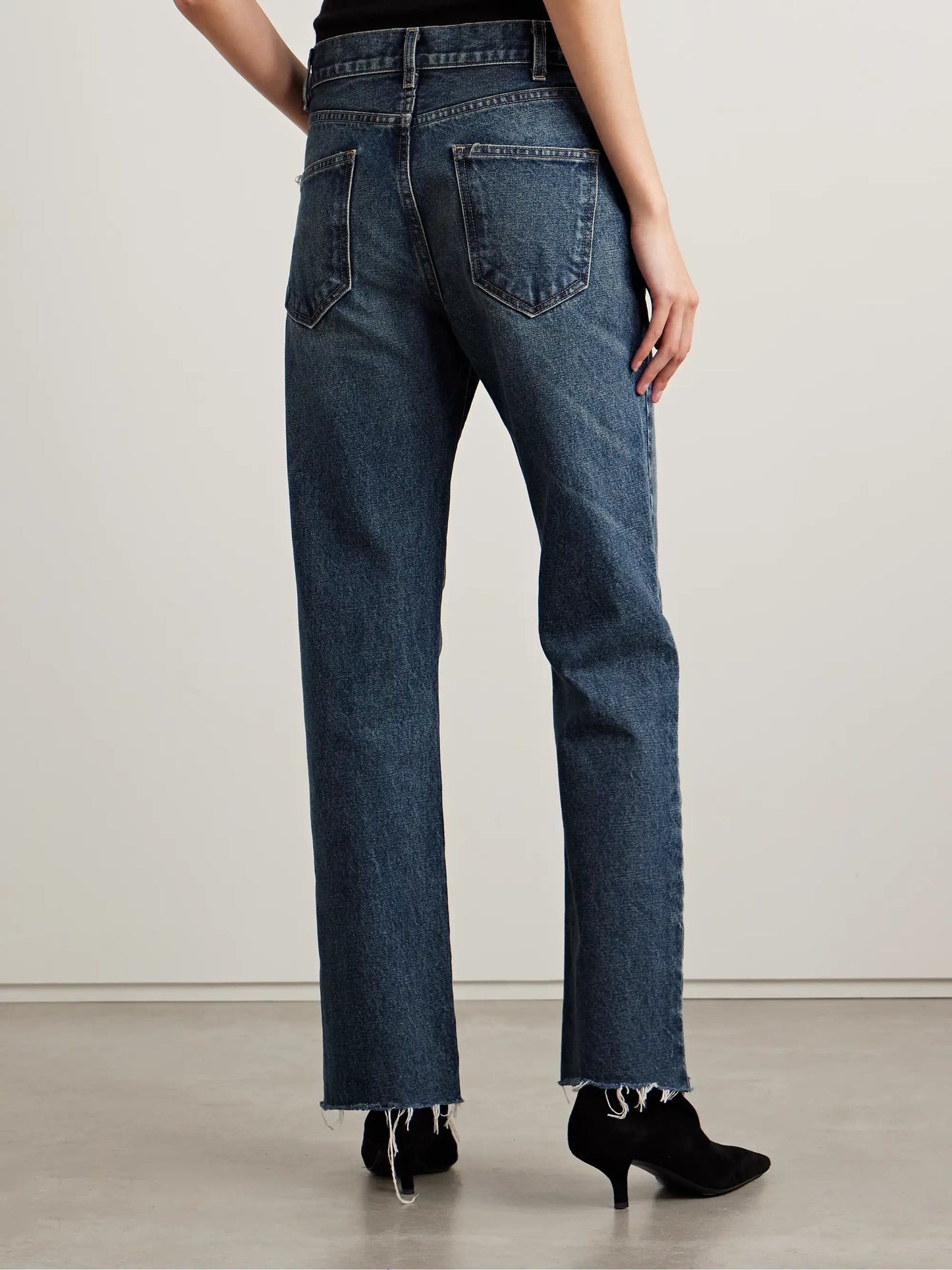 Calla Distressed Mid-rise Straight-leg Jeans
