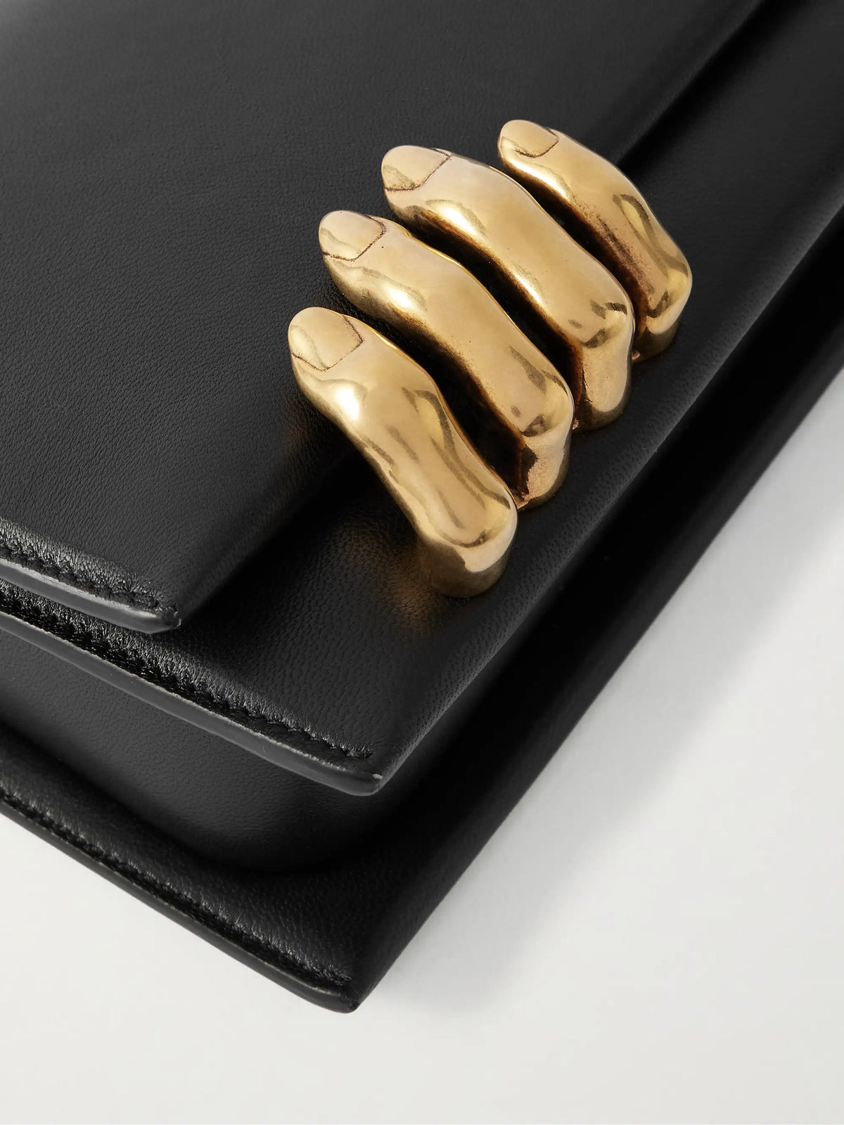 Embellished Textured-leather Clutch