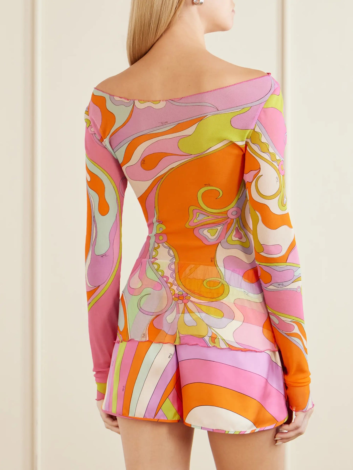 Printed Tulle Blouse