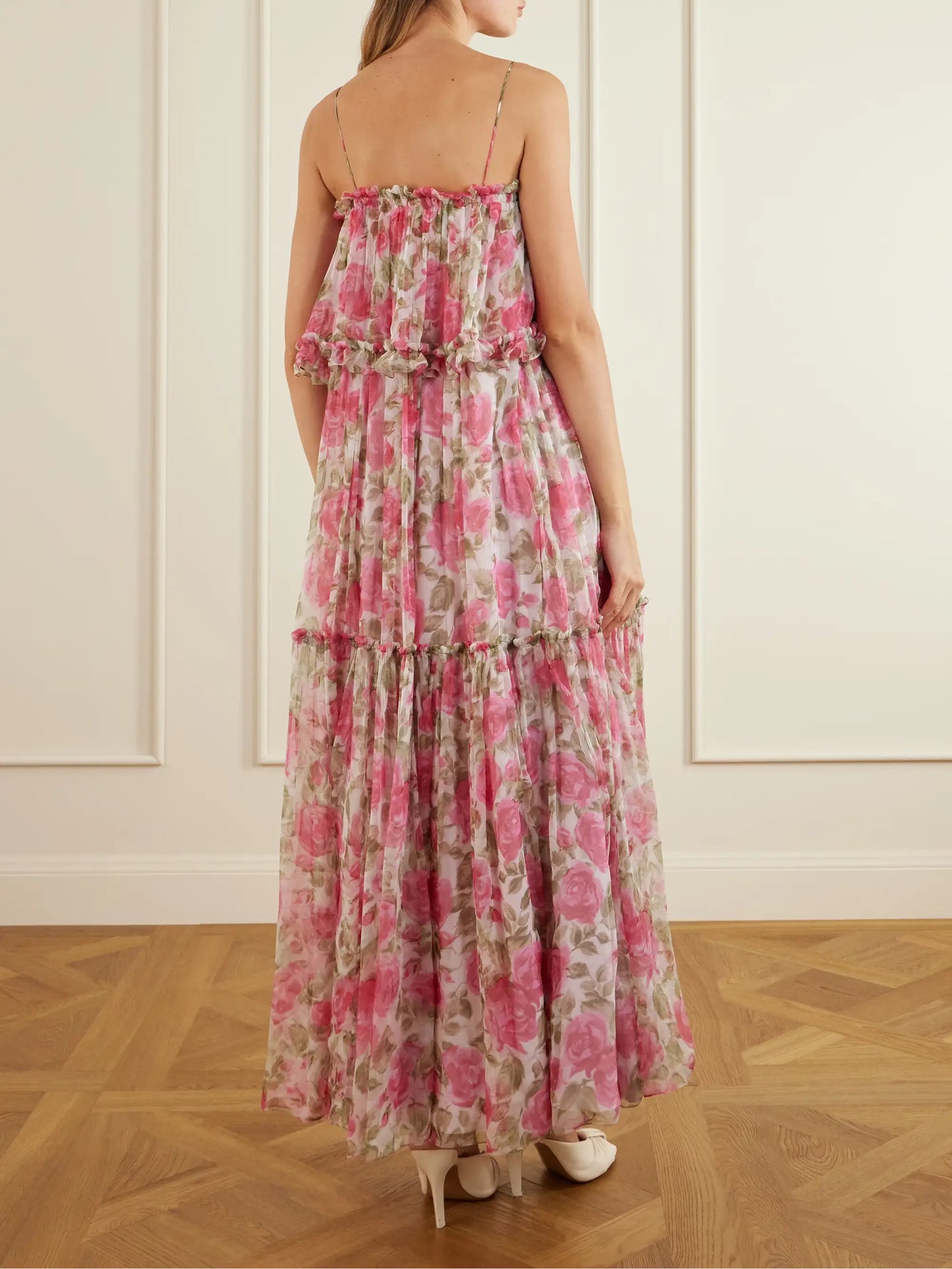 Floral-print Ruffled Silk-chiffon Maxi Dress