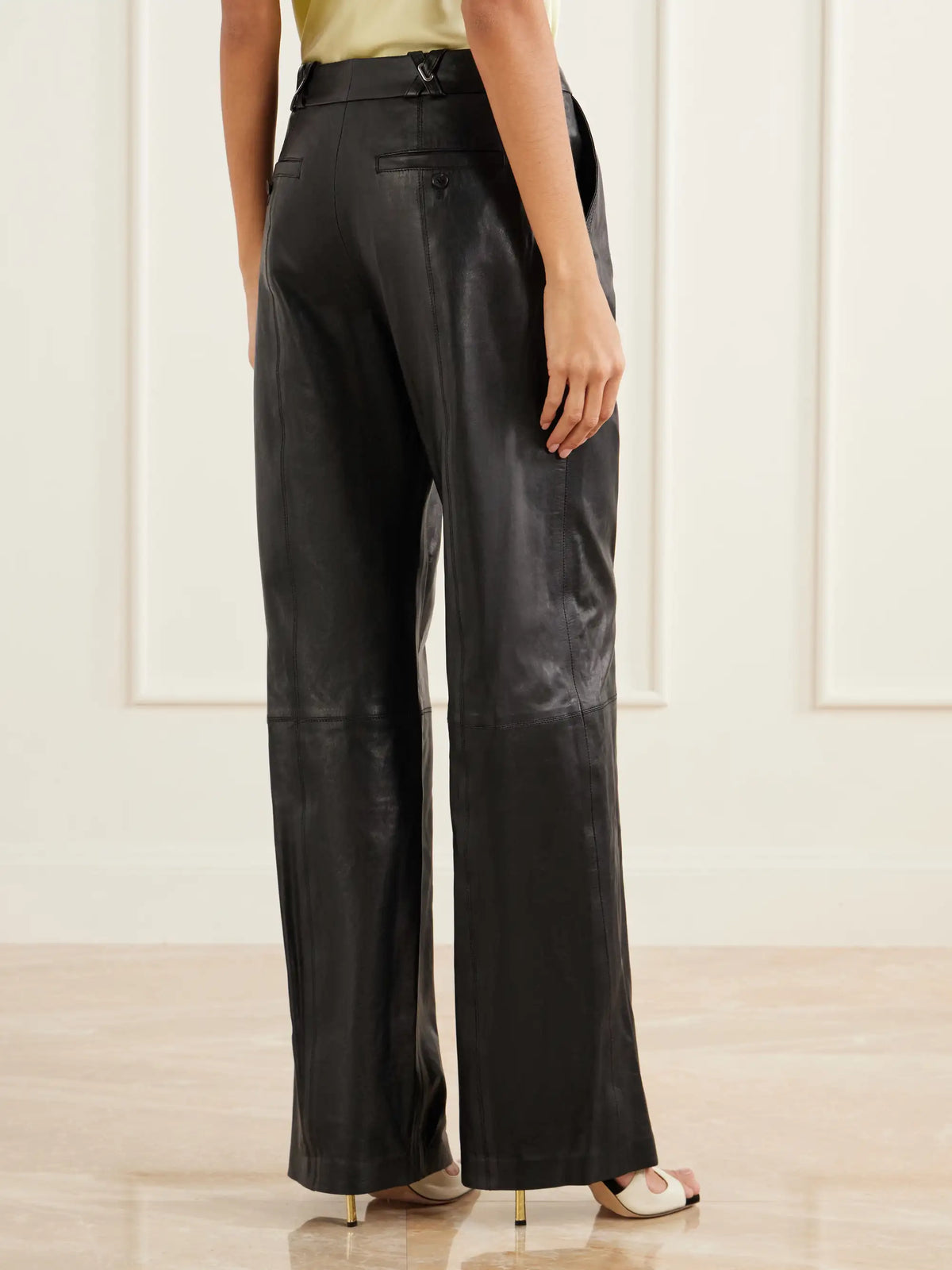 RABANNE Paneled Leather Wide-leg Pants