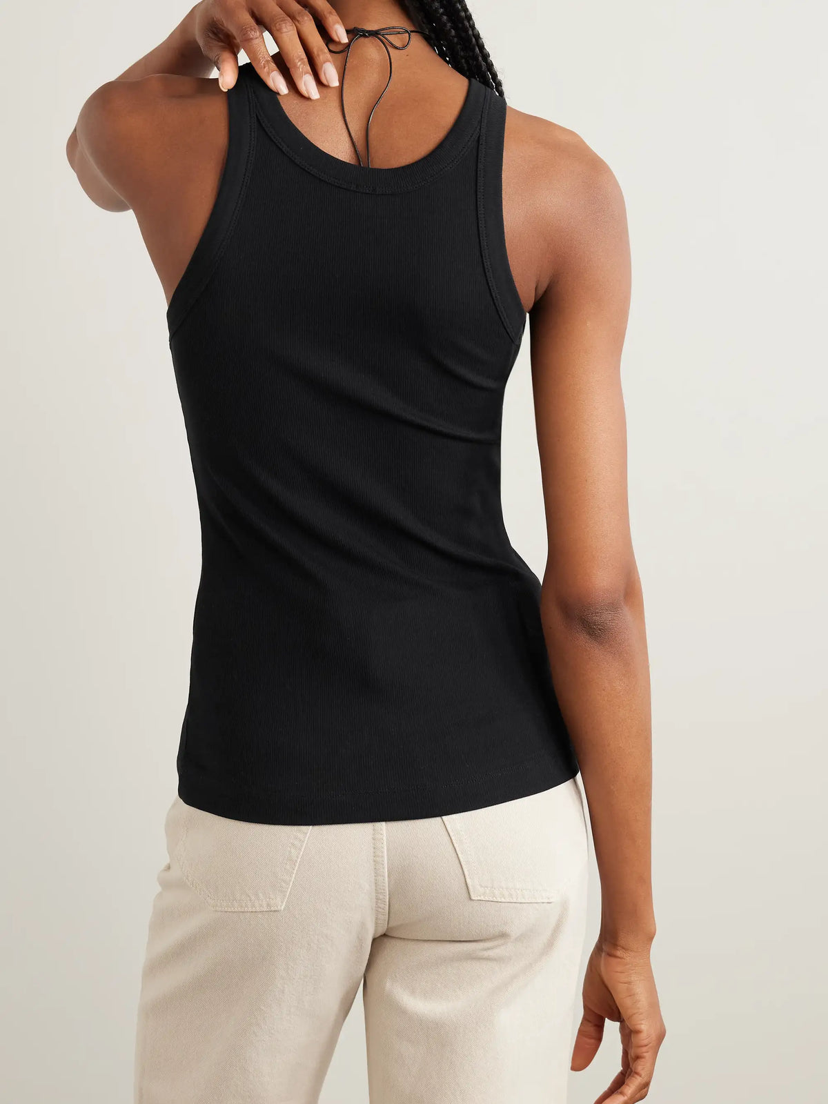 + Net Sustain Curved Ribbed Stretch Organic Cotton-jersey Tank