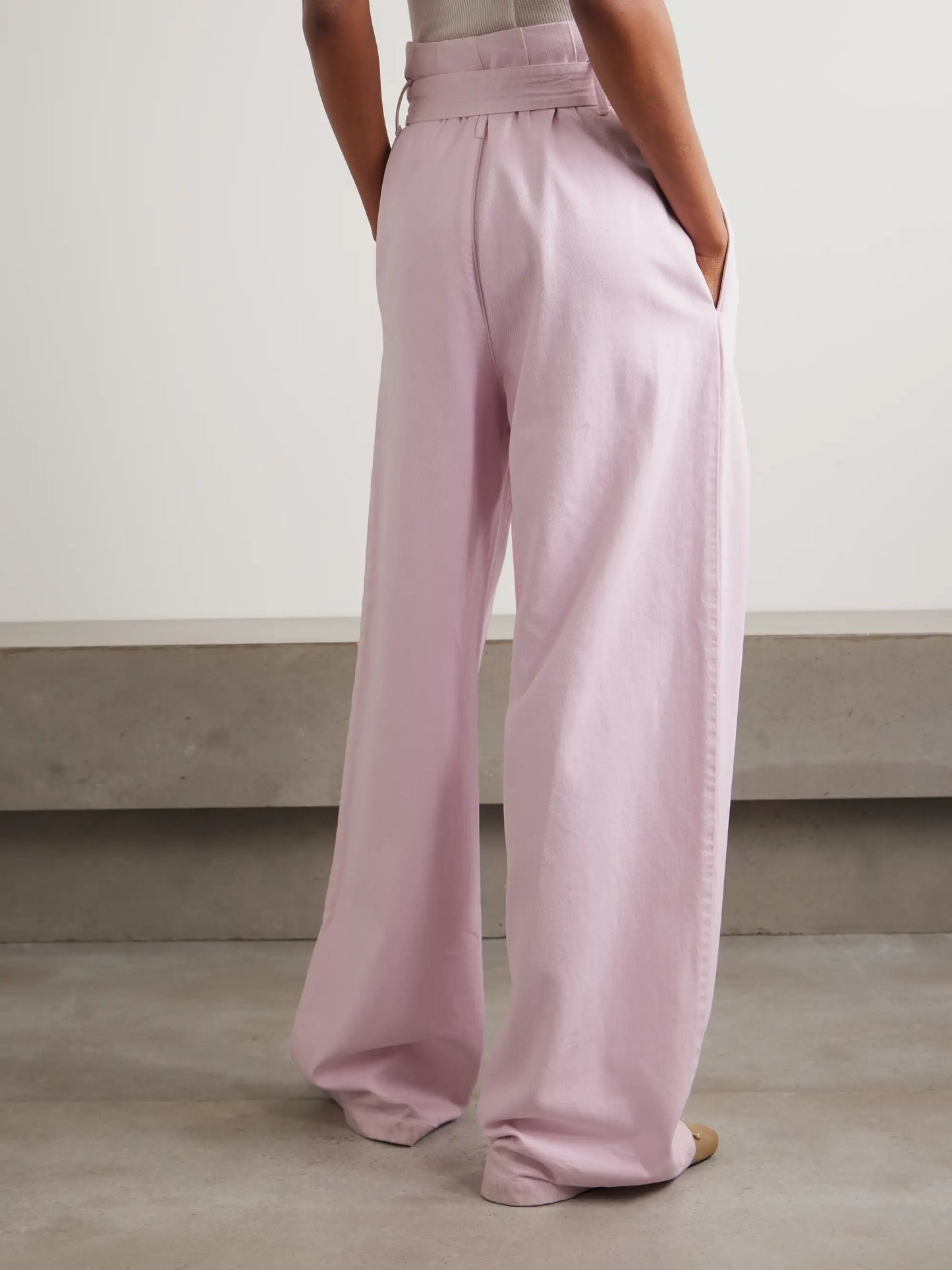 + Maria Mcmanus Corset Belted Pintucked High-rise Wide-leg Organic Jeans
