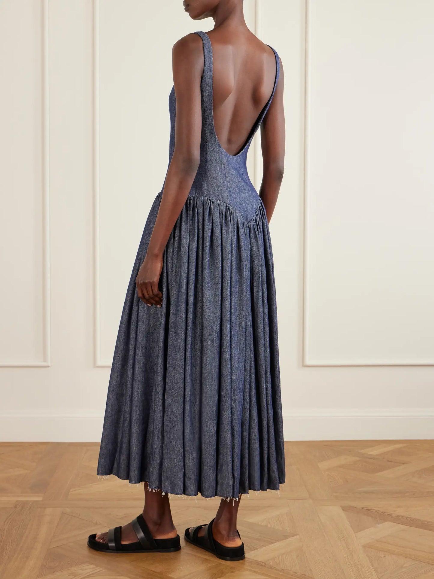 Isai Pleated Linen And Silk-blend Maxi Dress