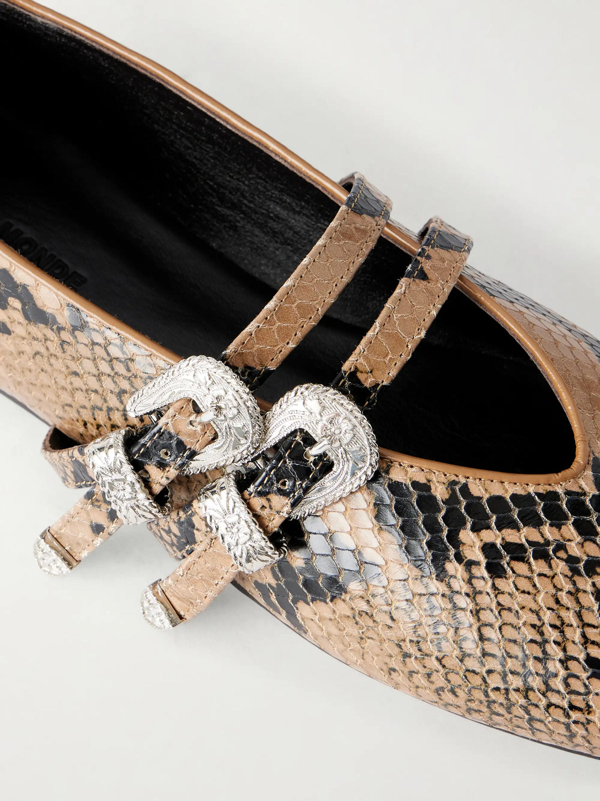 Claudia Snake-effect Leather Ballet Flats