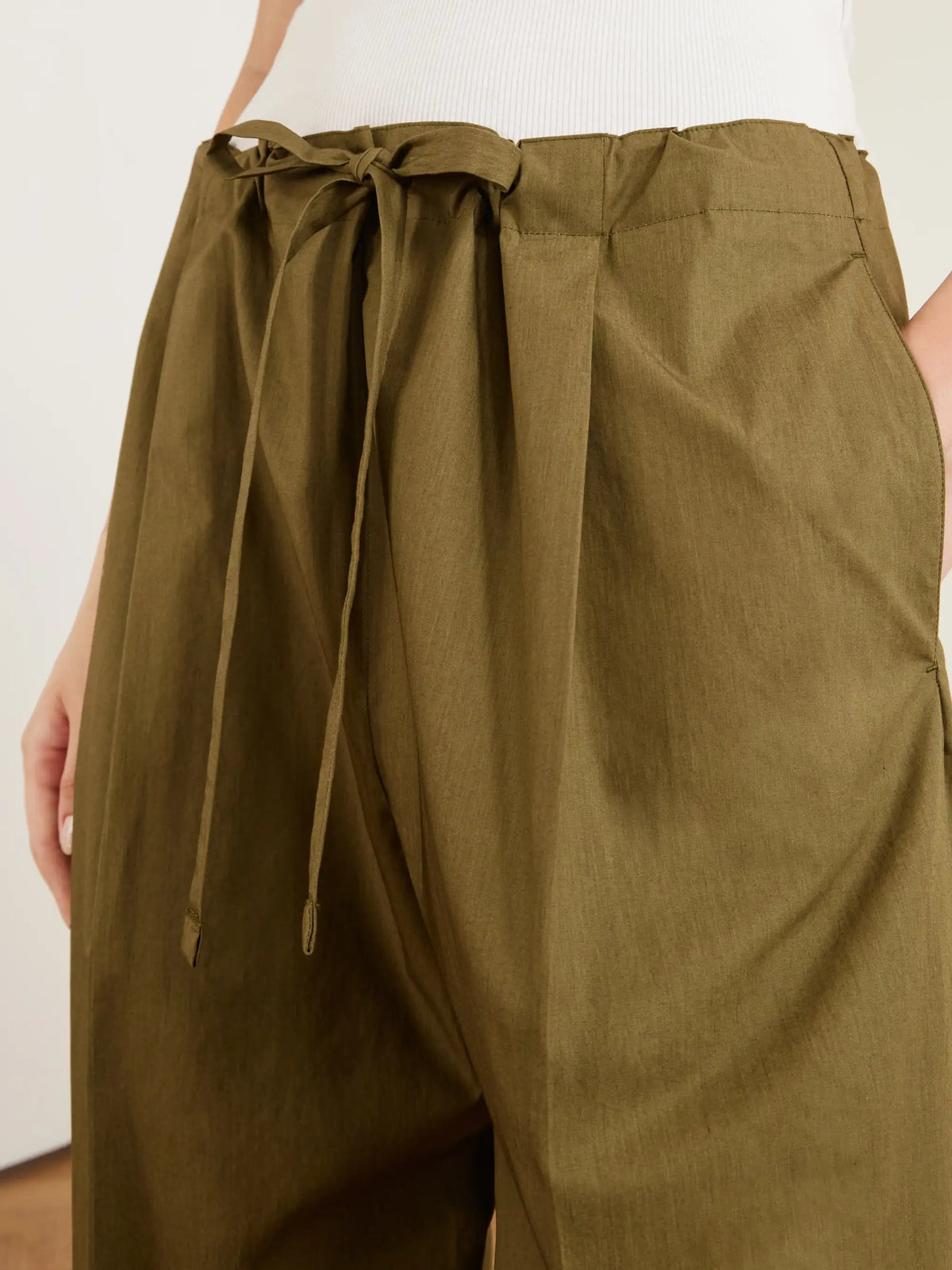 Another Tomorrow Pleated Cotton-poplin Straight-leg Pants
