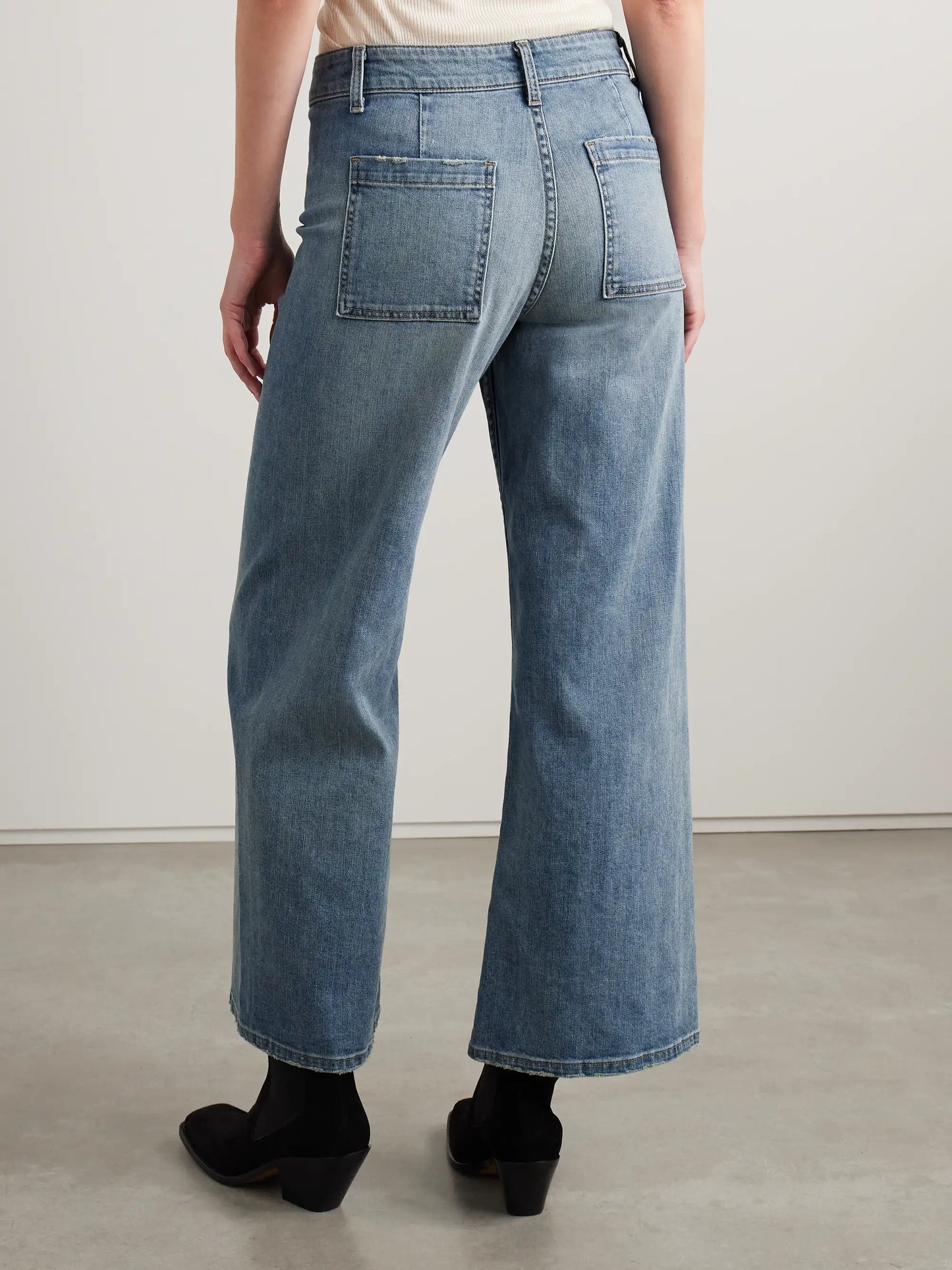 Megan Distressed High-rise Wide-leg Jeans