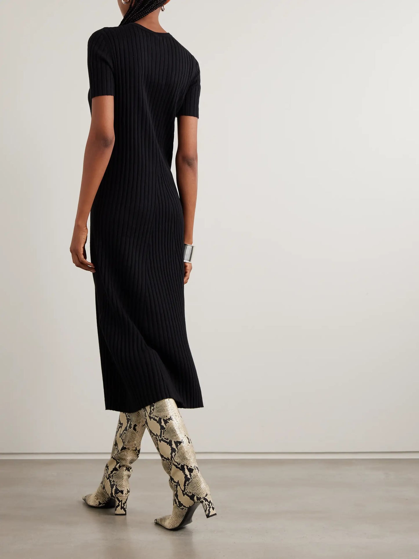 Isabela Ribbed Cotton And Cashmere-blend Midi Dress