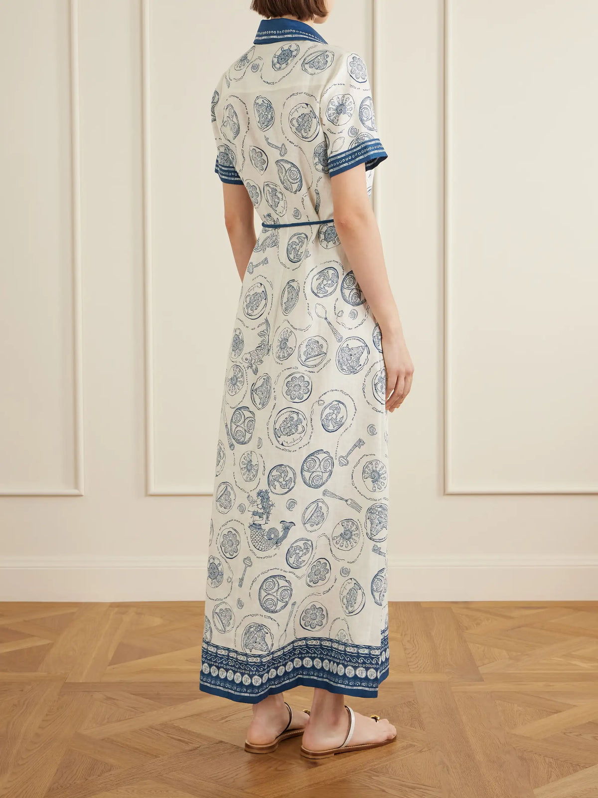 Lucky Printed Linen Maxi Dress